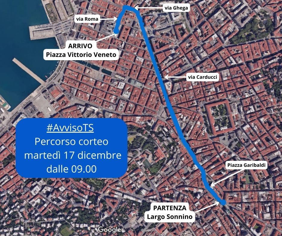 mappa con percorso corteo