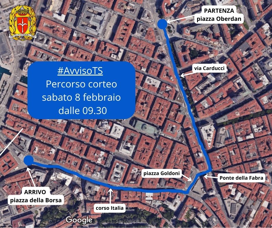 mappa con percorso corteo